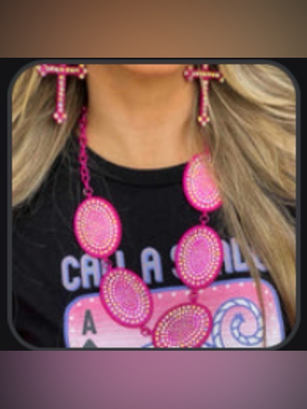 Boho Hot Pink Iridescent Necklace